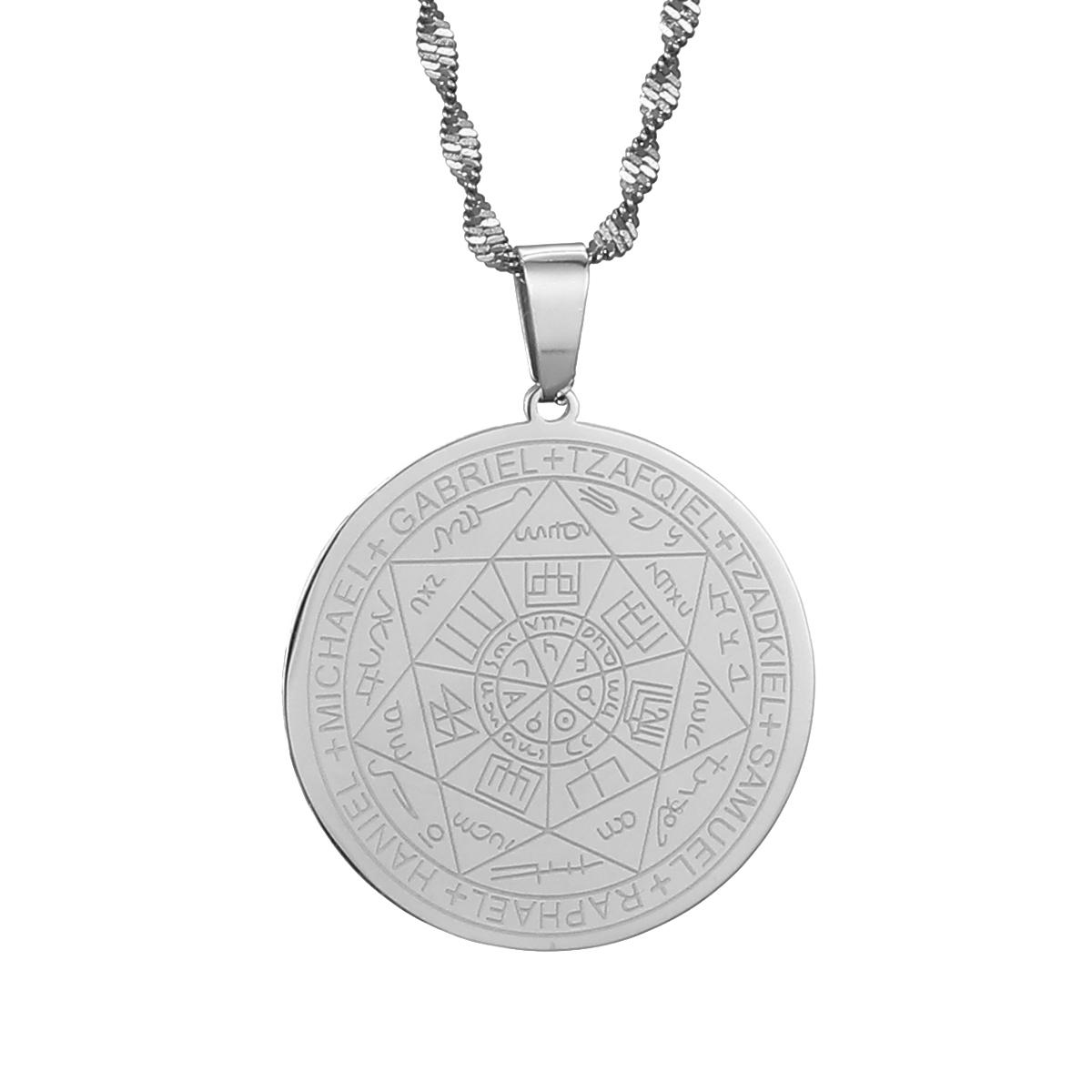 Seven Archangels Amulet Stainless Steel Necklaces Men Seal of Solomon Talisman Necklace Protection Jewelry collar