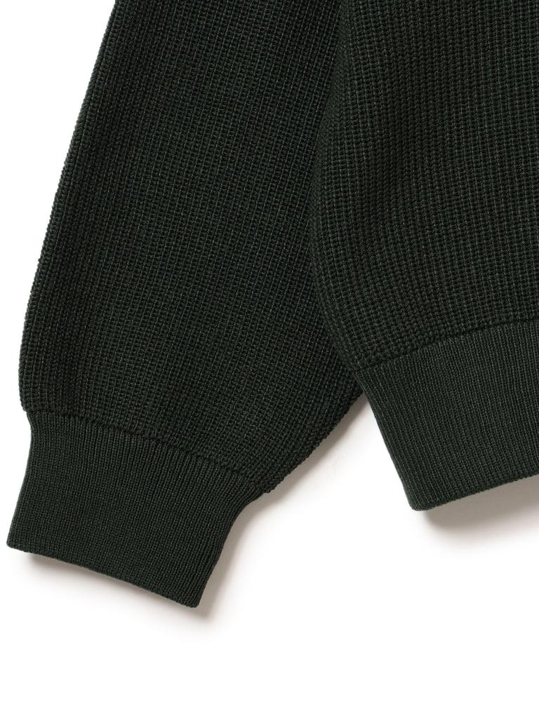 B:MING LIFE STORE by BEAMS Men's 12-Gauge Long Sleeve Crew Neck Knit, Single Rib, Wide Fit, Green, Size S_92150361286