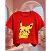 Süßes Pikachu Mode T-Shirt 3-14J Jungen Mädchen Sommer Kawaii Street Heiß Cartoon Lässig Rundhalsausschnitt Kinder