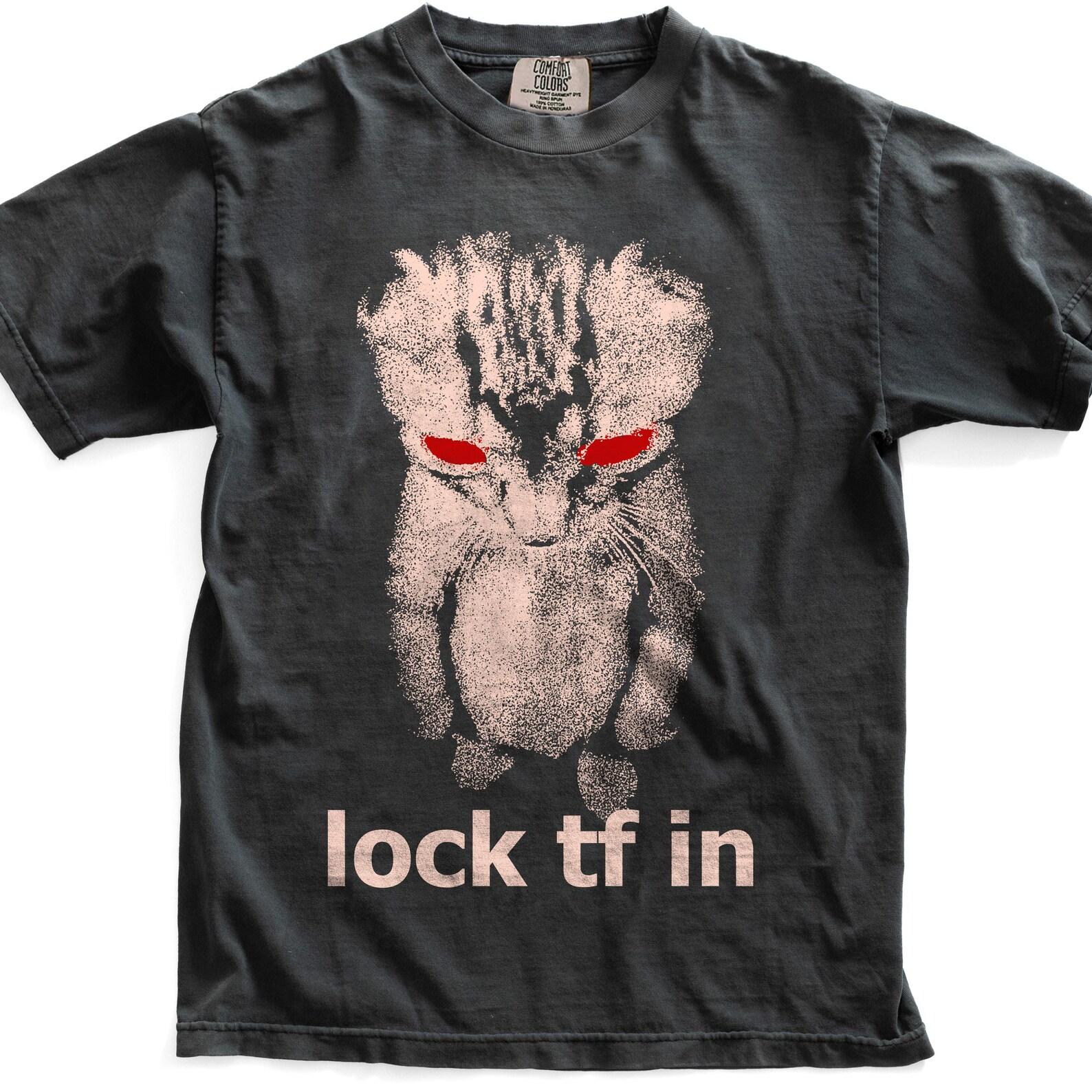 Retro Comfort Colors® Lock TF in Shirt, Sad Kitten Meme, Standing Cat Vintage 90s T-Shirt L