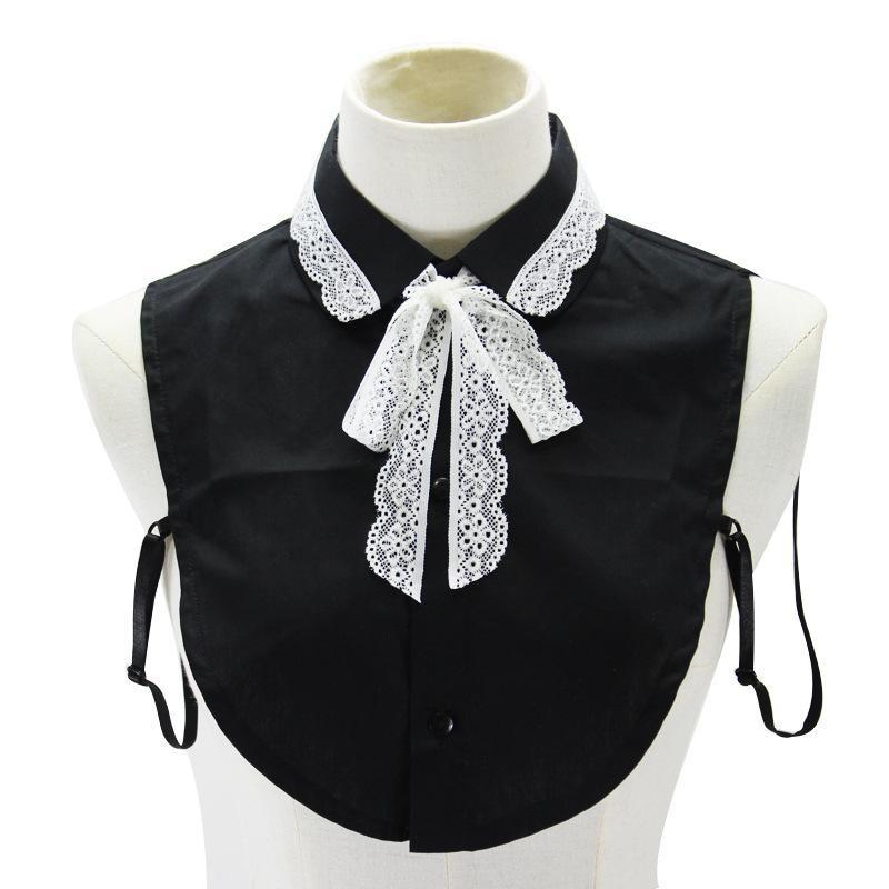 Women Cotton Fake Collar Girls Black Shirt Lapel False Collars Neck Tie Detachable Collar Blouse Top Women Clothes Decor