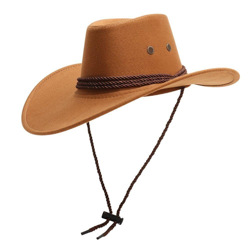 Large Brim Felt Fedora Hats Ethnic Style Mongolian Caps Fashion Western Cowboy Hat  Unisex