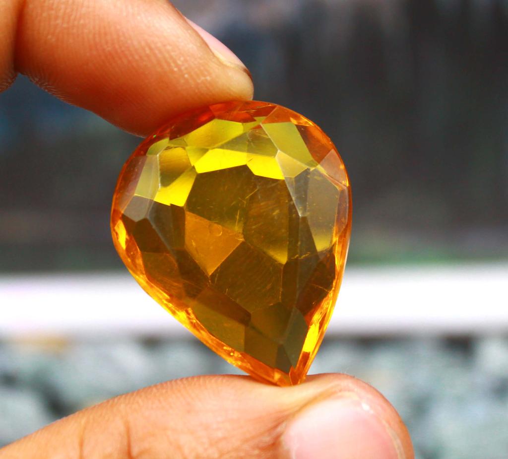 Awesome Big Offer 42.20 Carat Pear Shape Brazil Yellow Citrine Certified Gemstone SN644