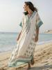 European and American new bohemian women's clothing seaside vacation printing loose kaftan robe dress