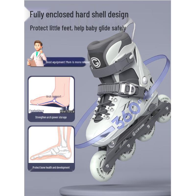 GUIPAISHI Adjustable Inline Roller Skates with Protective Gear Set