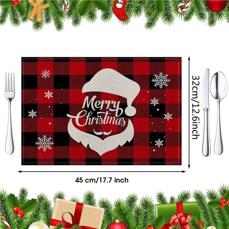 Christmas Cotton Linen Placemats - Heat Insulation Mats for Dining Table