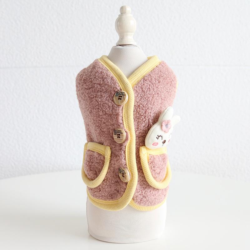 Cartoon Animal Velvet Vest Autumn and Winter Teddy Cat Clothing Pet Clothing Dog Clothing Dog Accessories Designer Dog Clothes