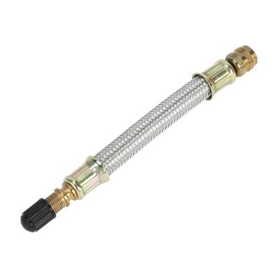 A ABSOPRO Tire Valve Stem Air Inflation Adapter Durable 120mm Long Tire Valve Extension Pure Copper Stainless Steel Silver Tone