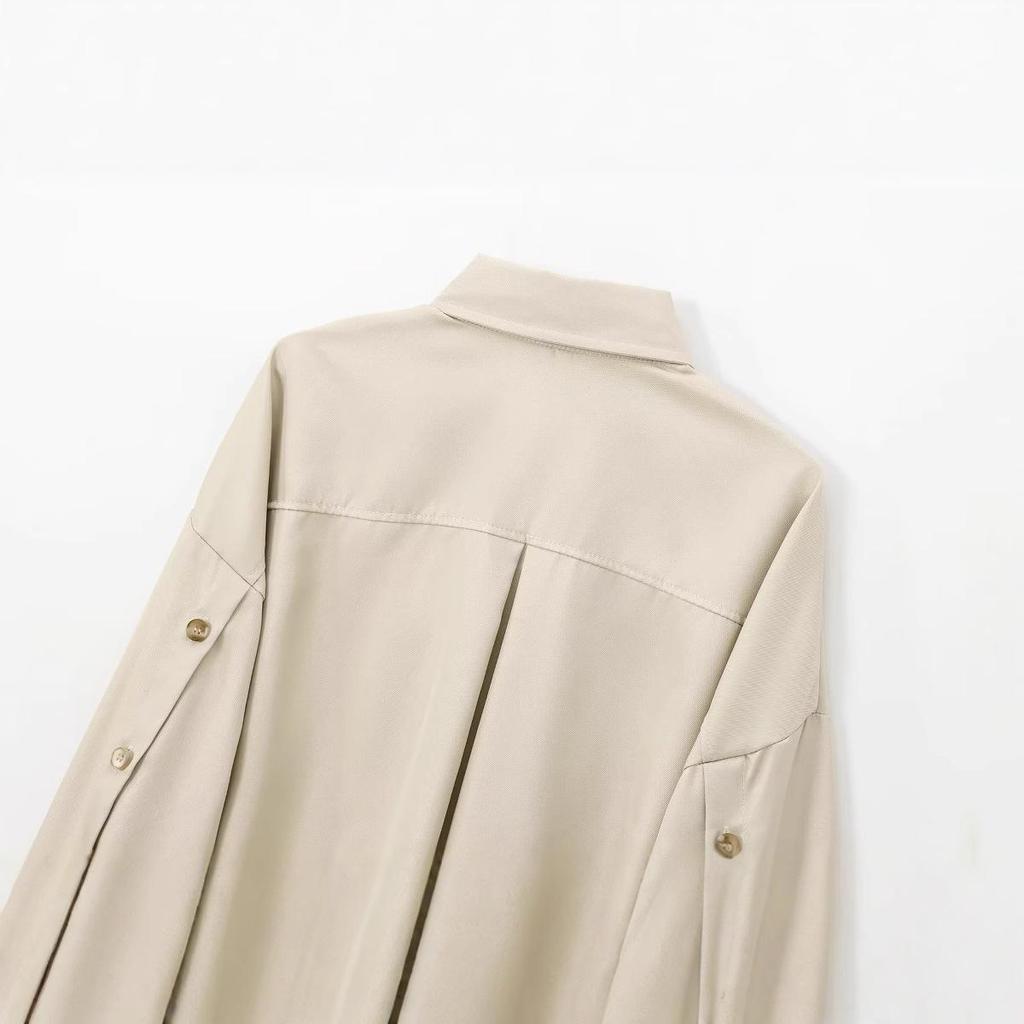 2024 Winter Fashion: Turn-Down Collar, Side Button, Loose Long Sleeve Shirt for Women - European & American Style