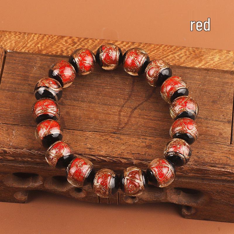 Incense Ash Glaze Bracelet: Classic Style with Gold Thread, Handcrafted Single Circle Jewelry