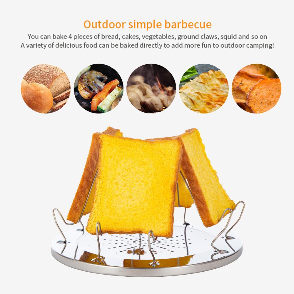 Folding Camping Stove Toaster Stainless Steel 4 Slice Bread Toaster Outdoor Portable Toaster for