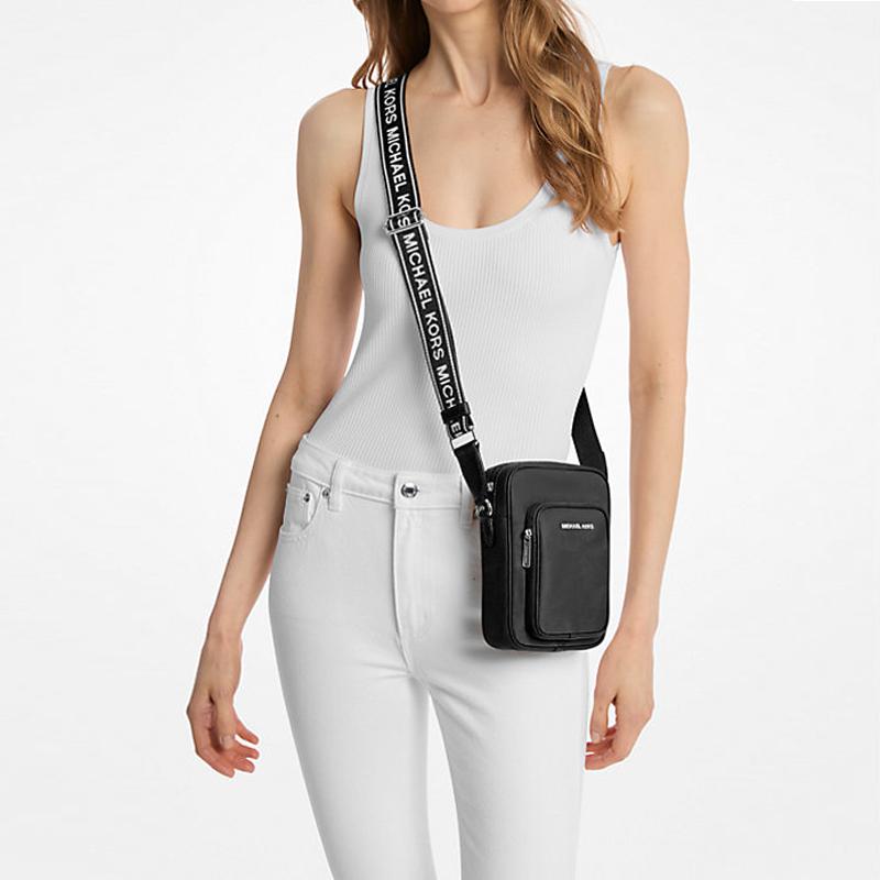 Michael Kors Khai Logo Design Nylon Crossbody Shoulder Bag Unisex Bags Black 35T5S5FC5C-BLACK