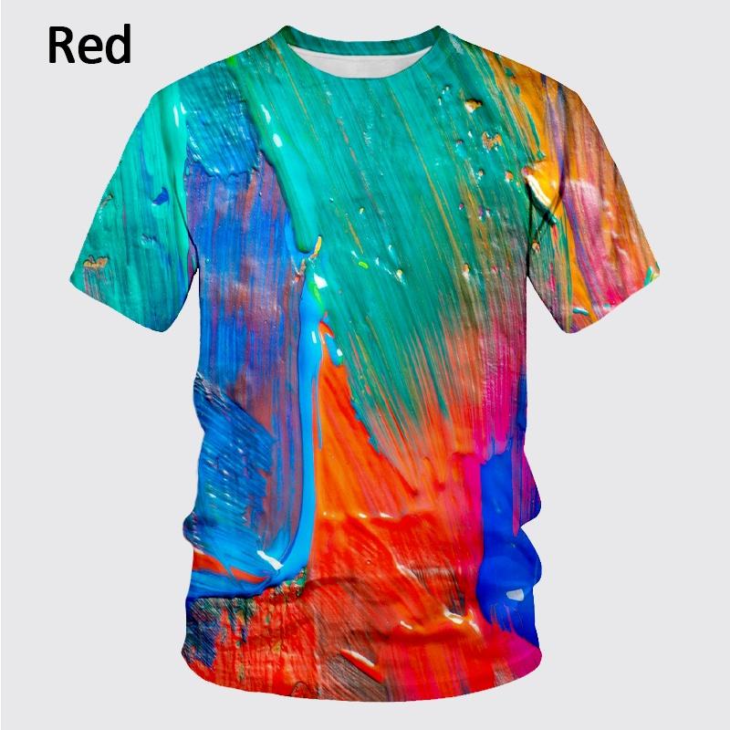 Summer New Fashion Graffiti Paint 3D Printing Men's Summer Round Neck Short Sleeve Shirt T-shirt
