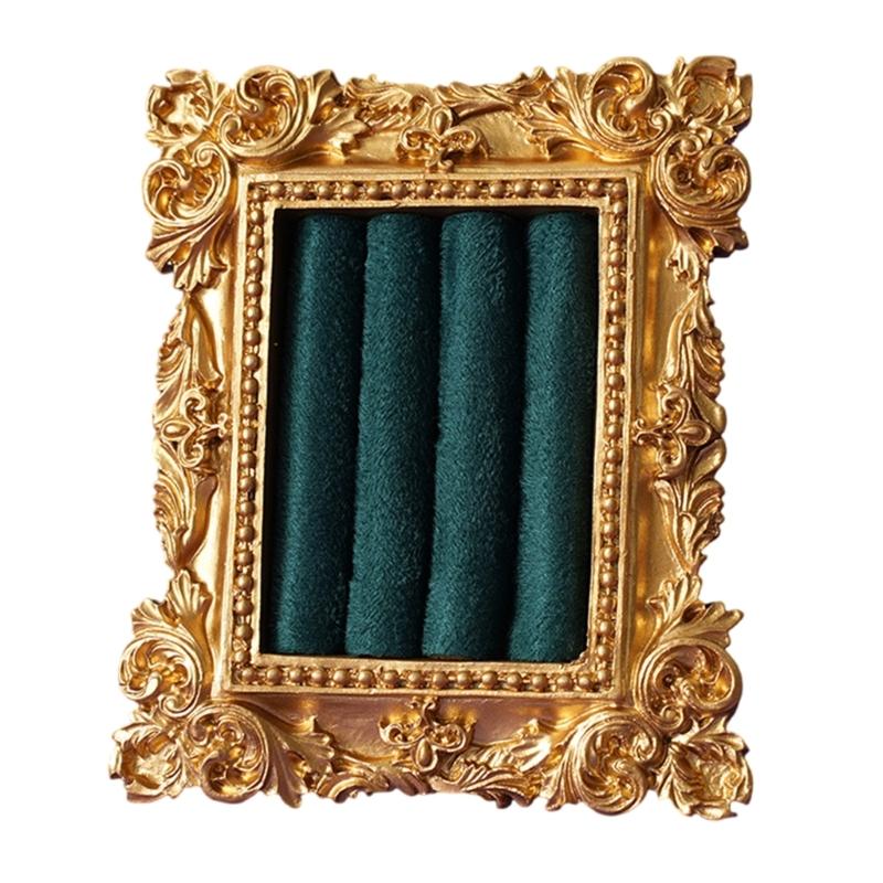Portable Resin Rings Earring With Flannel Base Stylish Decoration For Vanity Dresser Or Gift