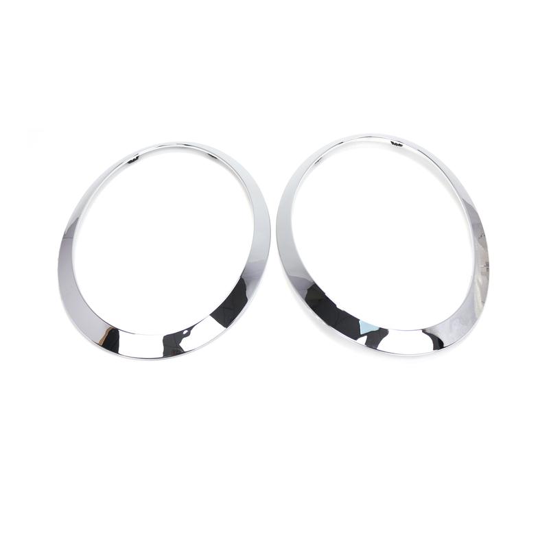 For MINI Cooper F55 F56 F57 2014+ Chrome Silver Left Right Front Headlights Frame Headlight Eyebrow Ring Cover Trim Replacement