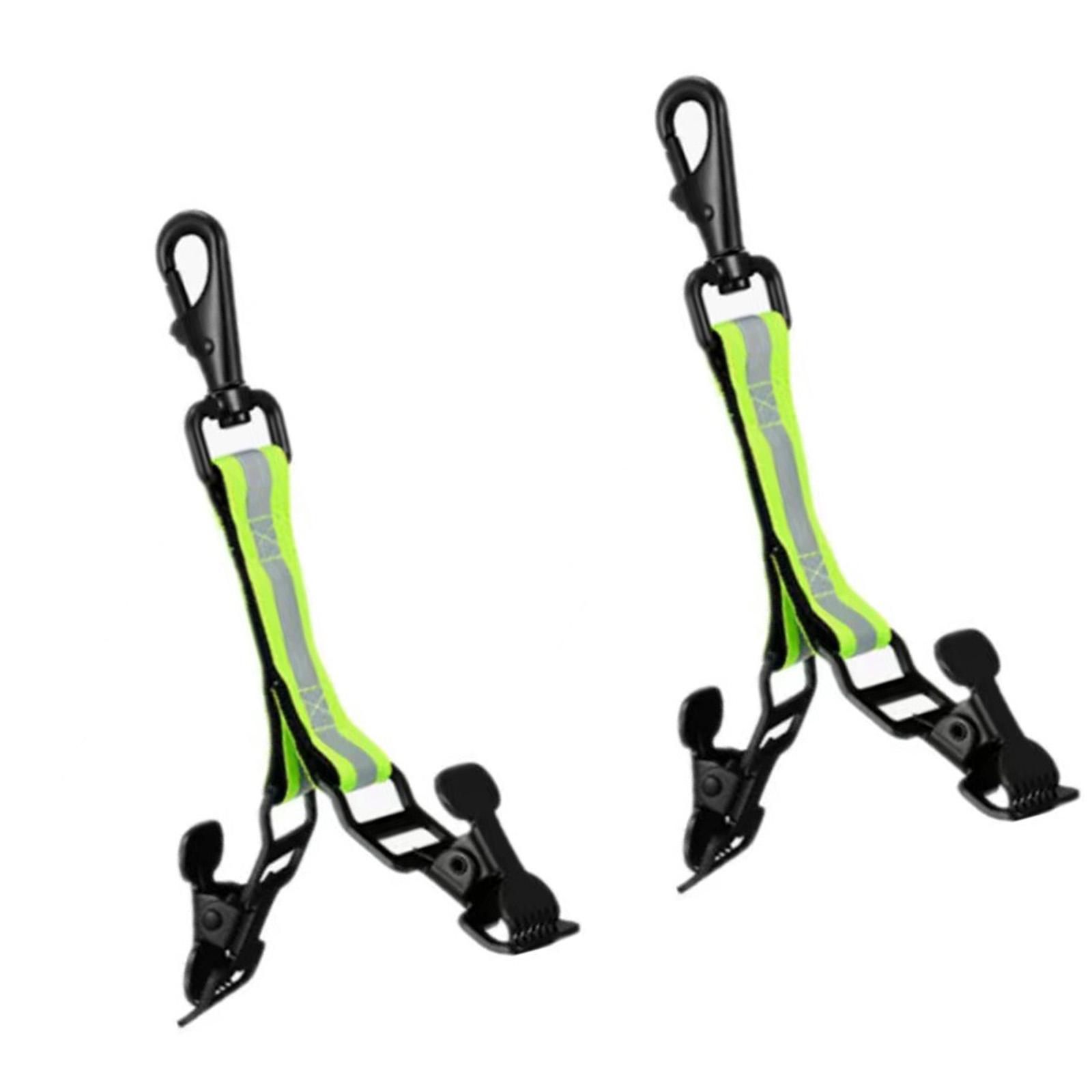 

2pcs Fire Brigade Reflective Striped Glove Holders Clips with Carabiner Hook for Securing Glove Towel Masks to Tool Bags зелений