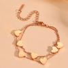 Double Layer Heart Pendant Bracelet - 18K Gold Stainless Steel, Colorfast, 7 Hearts Design for Women