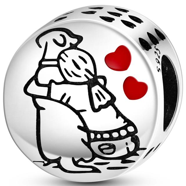 925 Серебряное Сердце Серебряная Серия Кулон Шарм Бусины Подходит Оригинальный Браслет Ожерелье Для Женщин DIY Изготовление Ювелирных Изделий Подарок фото