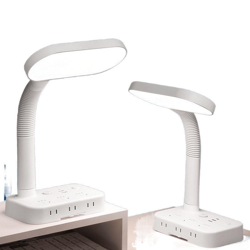 Eye Protecting Desk and Bedside Lamp with Power Strip for Dorms