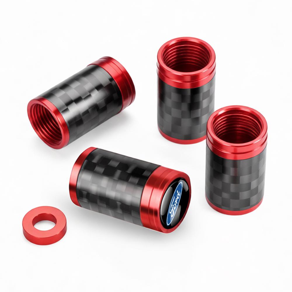 Carbon Fiber Car Wheel Tire Valve Cap Tyre Rim Stem Cover Accessories For Ford Ranger S-Max Focus Galaxy Mondeo Transit Tourneo