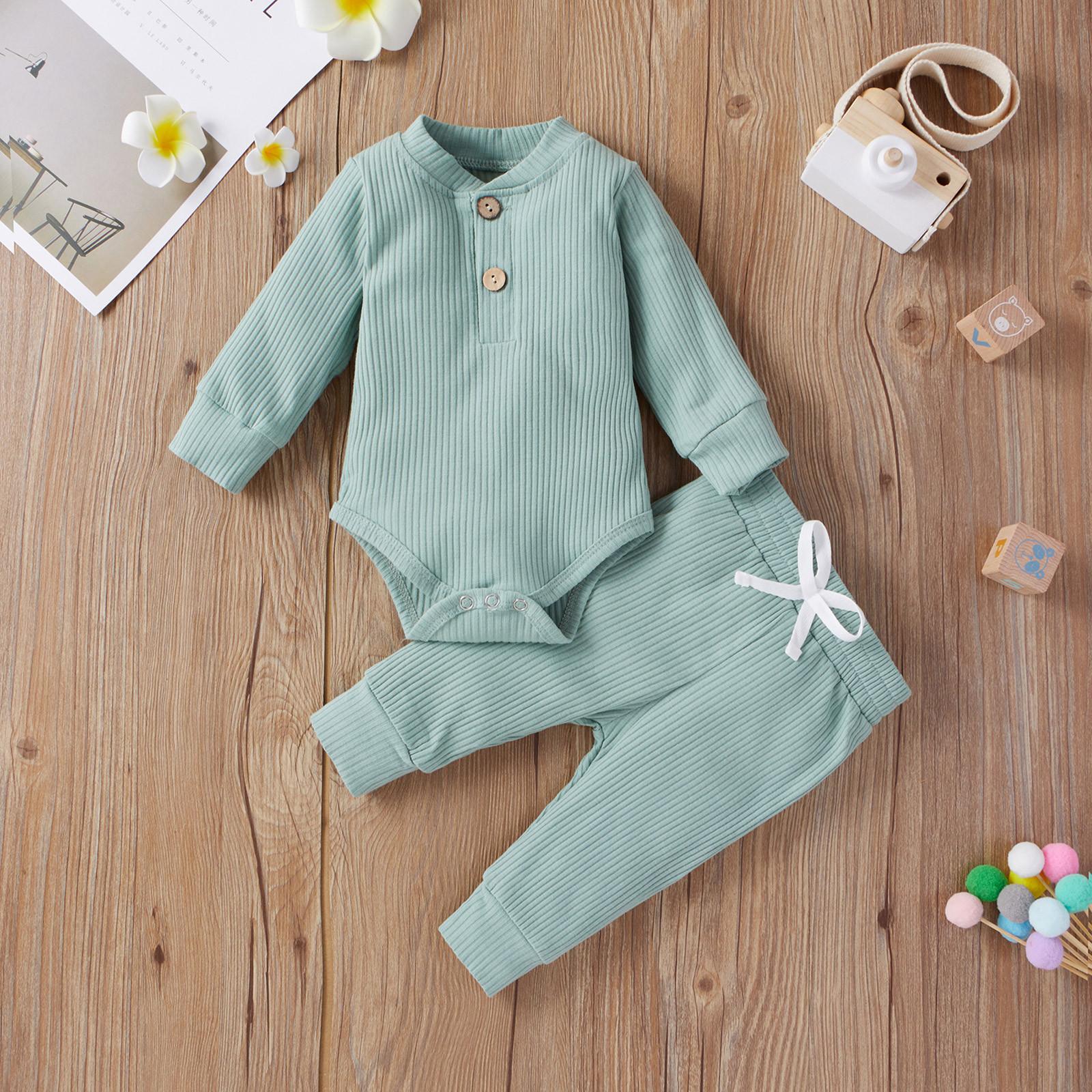 

Однотонные боди в рубчик для новорожденных девочек и мальчиков + эластичные штаны, комплект одежды Sagit 80 мятный зеленый