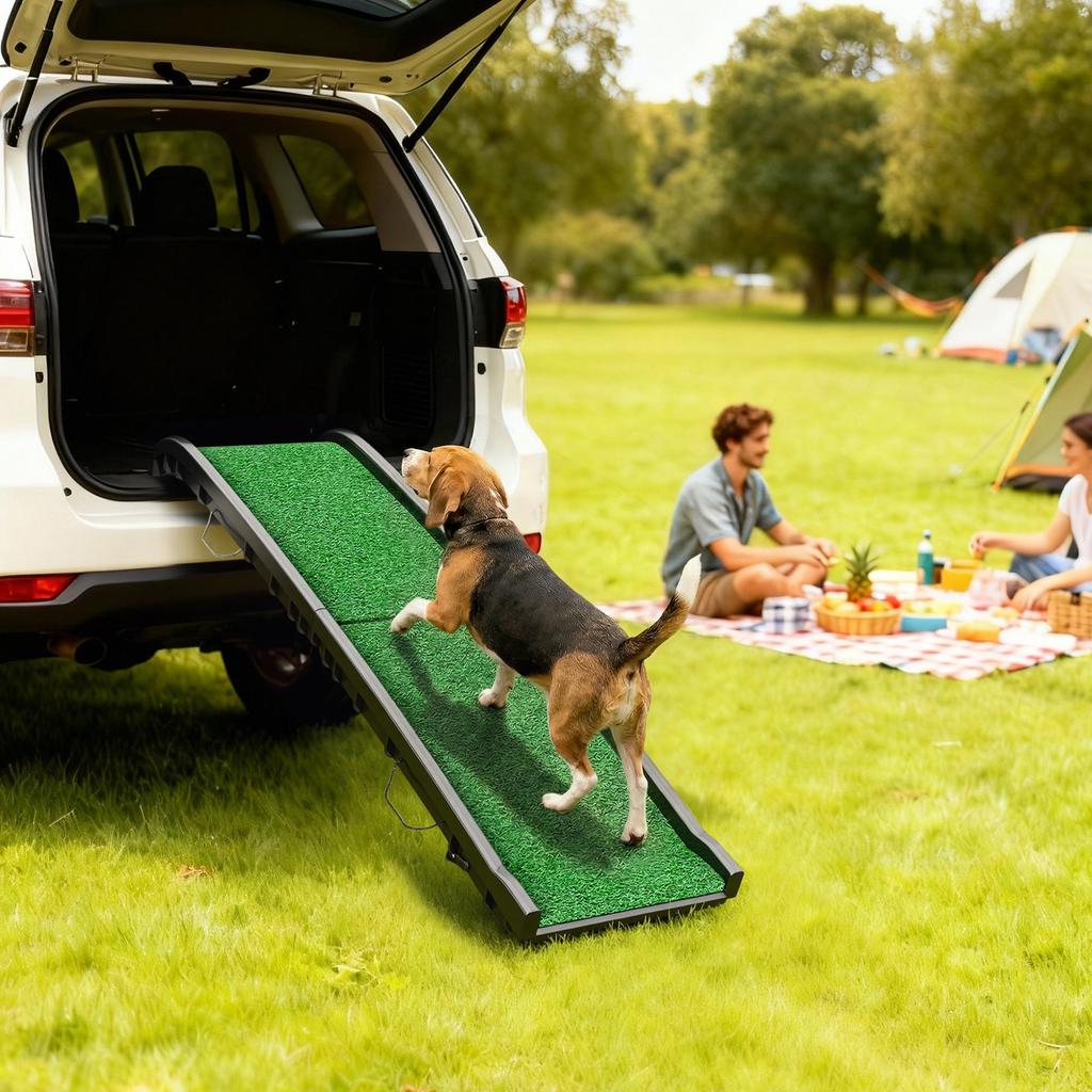 Foldable Dog Ramp with Artificial Anti-slip Surface, Portable & Lightweight, for Cars, Home, 155 x 38.5 x 15.5 cm