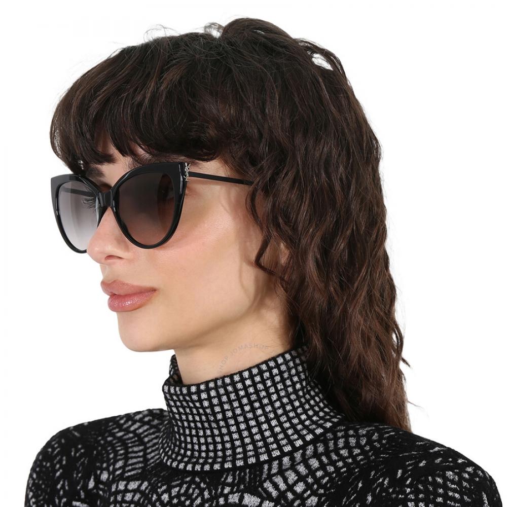 Ochelari de Soare Damă Saint Laurent Ochi de Pisică cu Gradient Fumuriu Sl M48sa 002 56