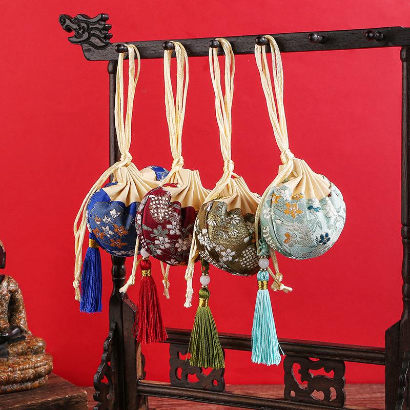 Chinese Style Purse Pouch Drawstring Women Tassel Storage Bag Multi-Color Embroidery Cloth Jewelry Pouch For Wedding Guests