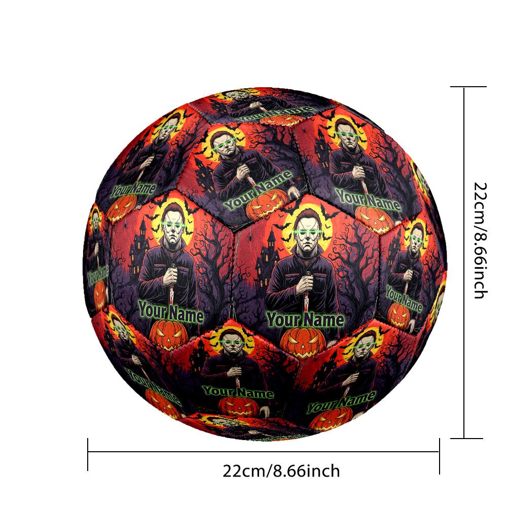 Custom Text Size 5 Soccer Ball, Standard Match Football For OutdoorHalloween Michael Myers