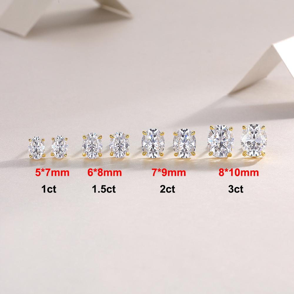 1-4ct Oval Cut Moissanite Stud Earring for Women Men D Color Sparkling Diamond 925 Sterling Silver Ear Studs Party Jewelry Gifts