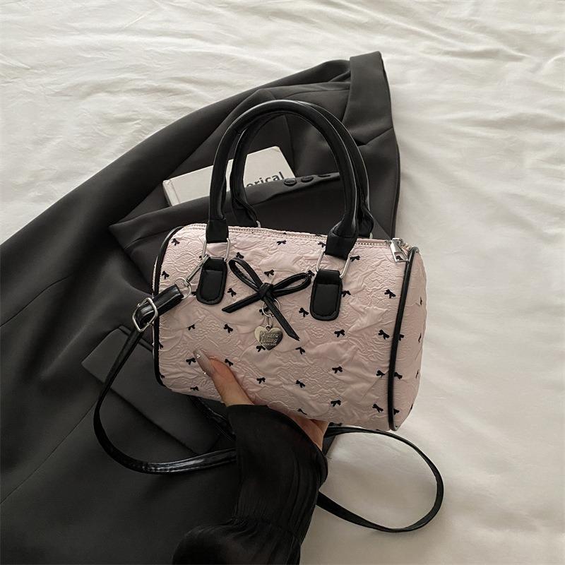 

Сладкая сумка из сирсакера с бантом, женская милая сумочка, универсальная наплечная сумка-мессенджер розовый