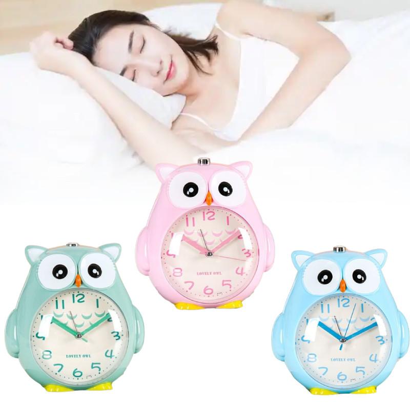 Cartoon Alarm Owl Clock With Talking Night Light Silent Decoration Function