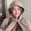 Winter Hooded Hat Knitting Warm Beanies Hat For Women Girls Solid Color Outdoor Cold-Proof Bonnet Fashion Versatile Cap Gifts