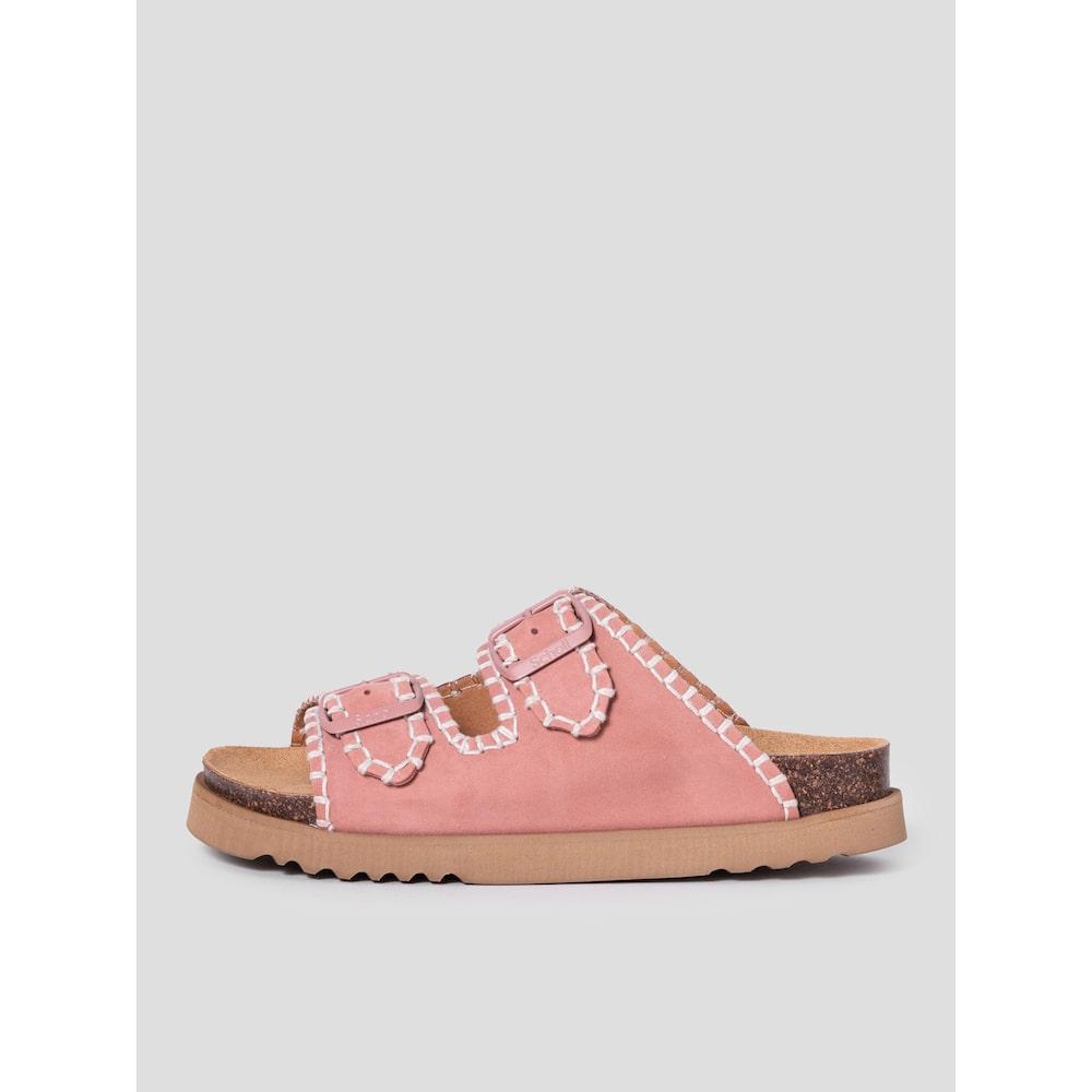 Scholl (Women) Stitch Two-Strap Cork Sandals Pink (Hh54K2C20X)