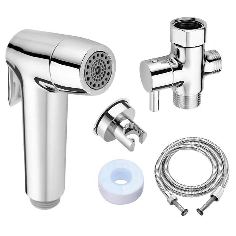 Portable Handheld Toilet Bidet Sprayer Gun Holder Self Cleaning Wash Bidet Faucet Spray 3 Way Valve Bathroom Shower Head Hose