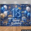 2D Blau Gold 18. Geburtstag Kulisse, Krone & Feuerwerk Fotografie Banner