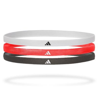 Sports One Size Fits Pack of 3 Elastic Headbands, All, (Black/White/Neon Red), Non-Slip, Material, ADAC-16200