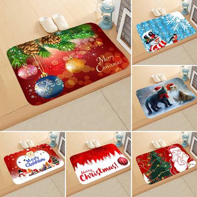 40x60cm Doormat Flannel Floor Mat Merry Christmas Home Entrance Door Mat Anti Slip Floor Rug For Living Room Bathroom Kitchen