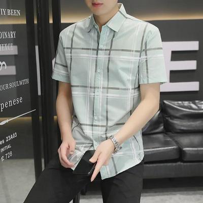 Korean Style Men's Striped Short-Sleeve Casual Shirt