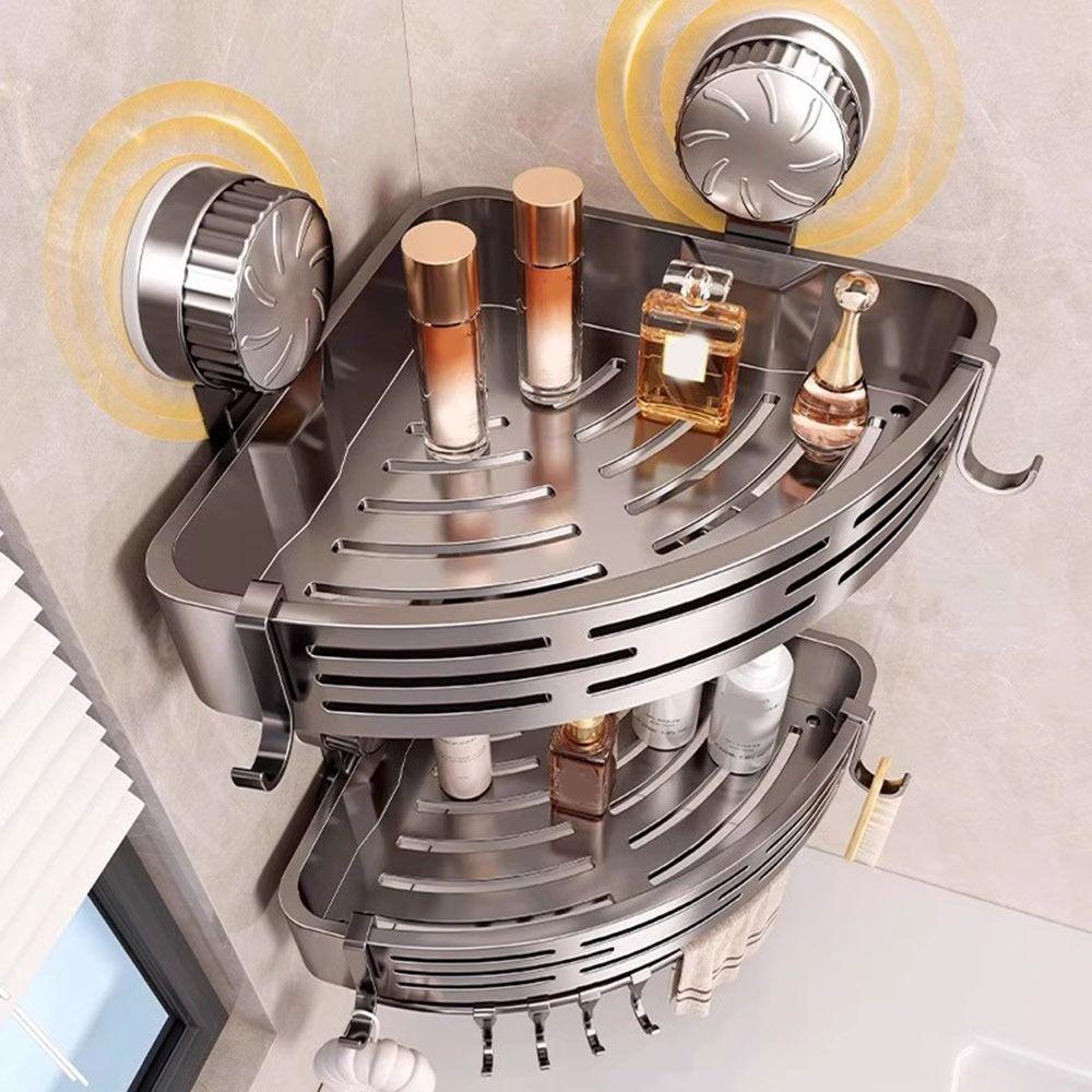 Wall Mounted Corner Storage Rack Plastic Suction Cup Shower Shelf  Kitchen
