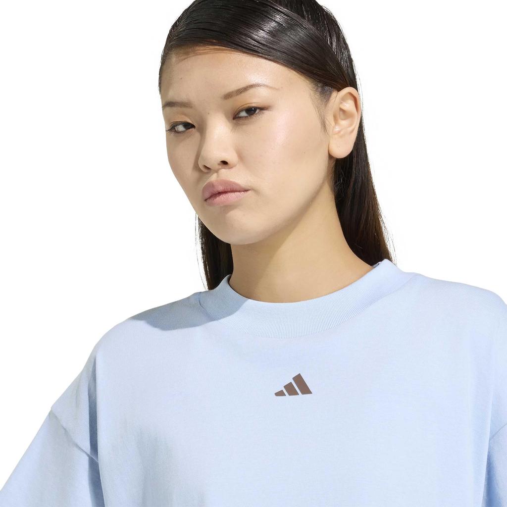 Studio for Women LA310 Globe Blue M [Adidas] Short-Sleeve 3-Stripes T-Shirt (KX3167)