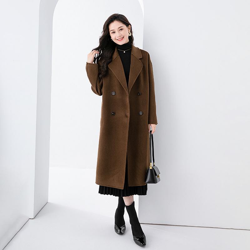 Women's Mid-Length Double-Sided Cashmere Melton Coat, 2025 Autumn/Winter Collection.