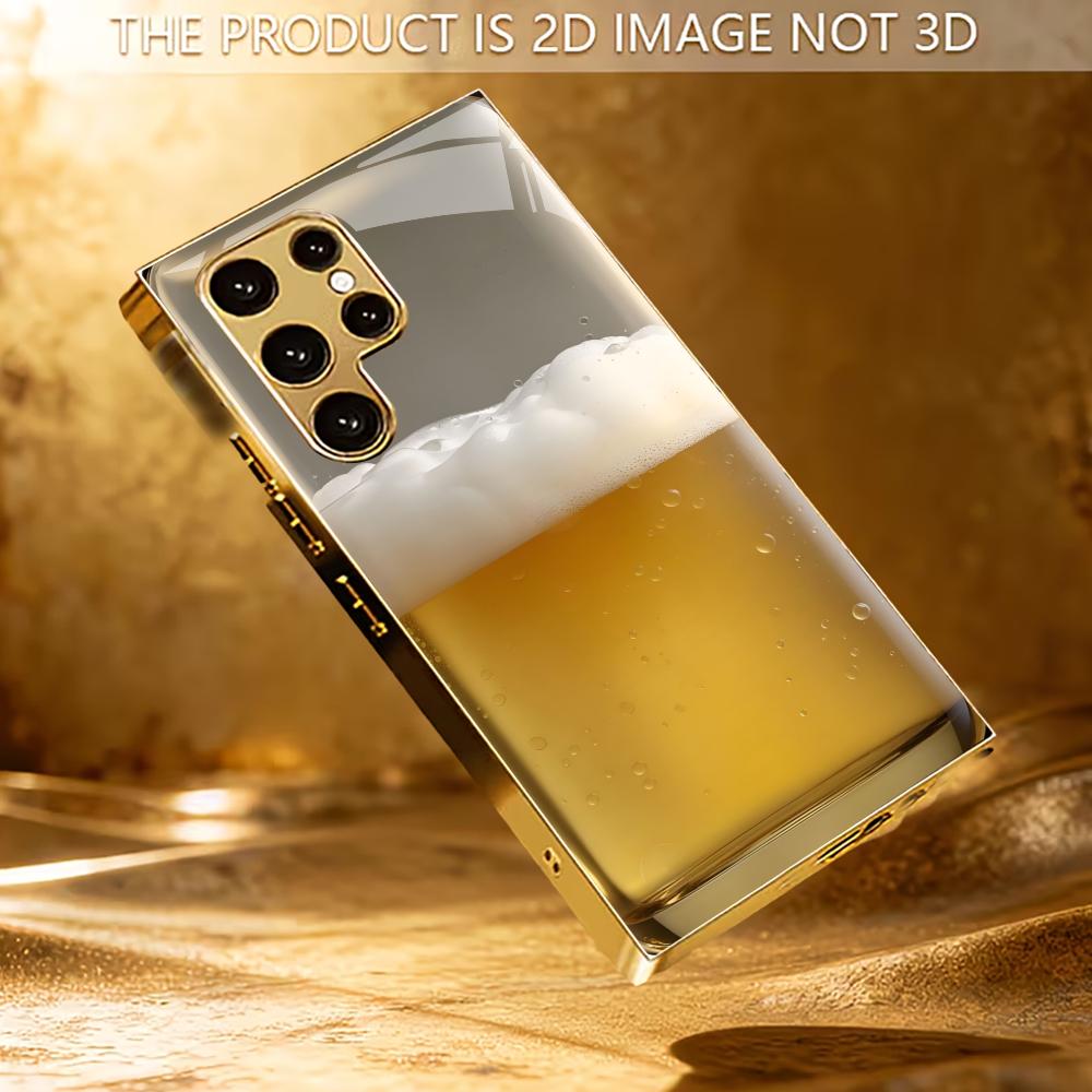 Beer Atmosphere Simplicity High-end Electroplating Glass PhoneCase for Samsung Galaxy S26 S25 S24 S23 S22 S21 FE,Ultra,Plus