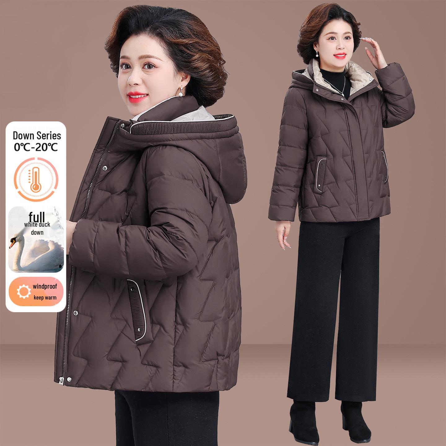 

Women s Lightweight Cotton-Padded Down Jacket - Winter 2025 Style for Middle-Aged and Elderly XL (105-120 jin)