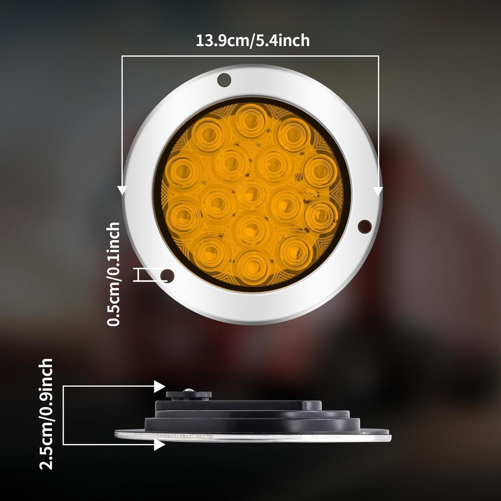 Ygmylandbb LED Truck Tail Lamp Trailer Tail Light 24V Turn Signal Universal Round Truck Trailer Boat Tail Light Yellow Patterned Lens Set of 2