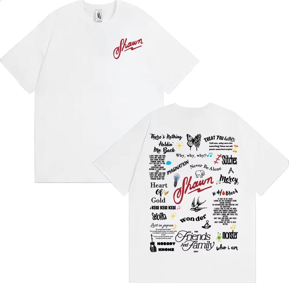 Shawn Mendes Album Tour 2025 Bedrucktes T-Shirt für Männer Frauen Lässiges Baumwoll-Oversize-T-Shirt Mann Vintage Hip Hop Popmusik T-Shirt