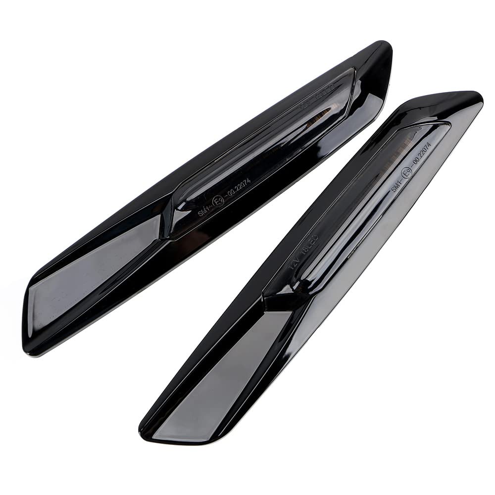 2pcs Led Dynamic Fender Side Marker Lamp Sequential Turn Signal Light Black Lens Yellow