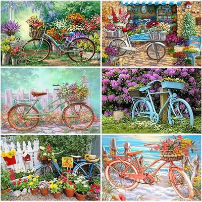 Fiets DIY 5D Diamant Schilderij Volledige Ronde Dirll Landschap Diamant Borduurwerk Afbeelding van Strass Kruissteek Woondecoratie