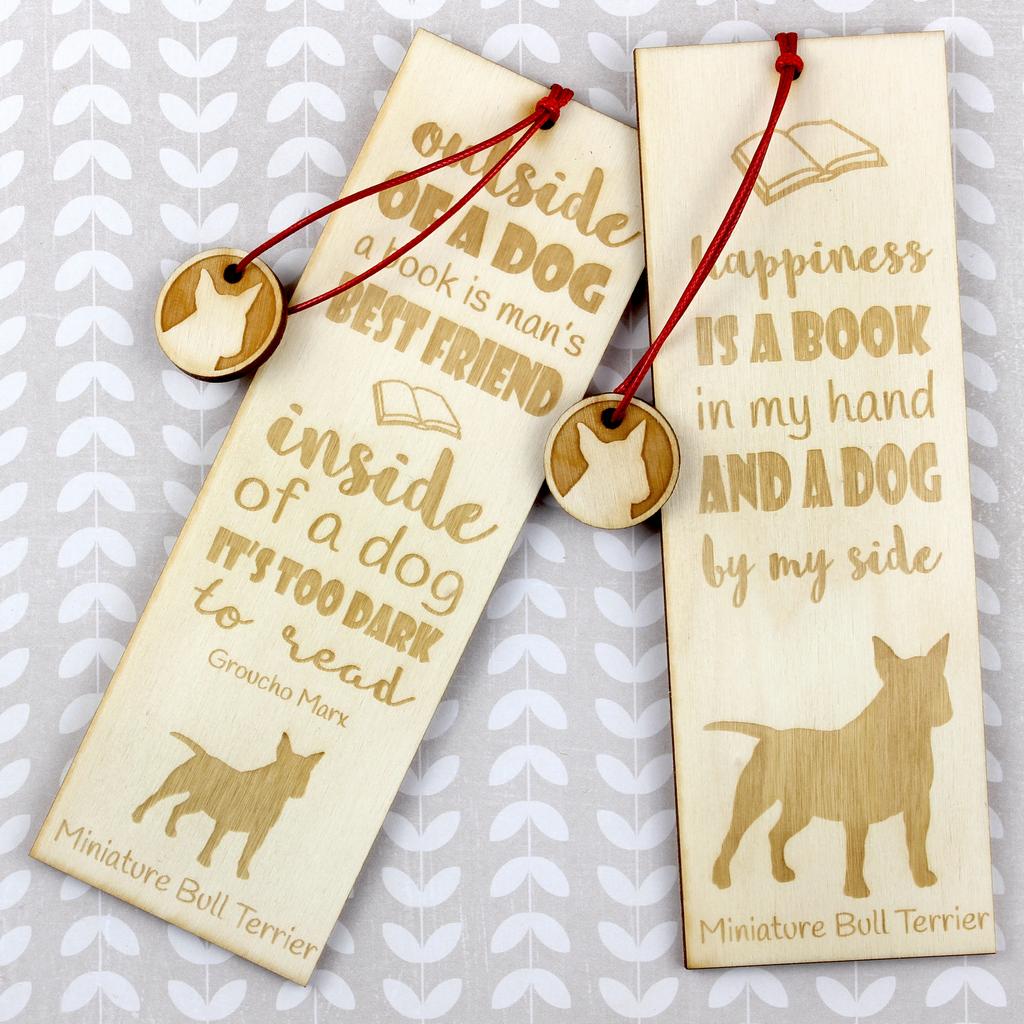 Miniature Bull Terrier - dog bookmark, personalized bookmark, gift for bookworm from Art-Dog brand