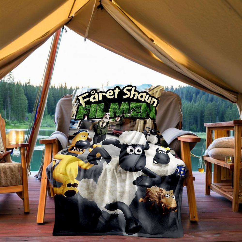 1pc Sheep Shaun Dog Outdoor Blanket Lightweight Flannel, Soft & Warm, All-Season Use for Sofa, Outdoor, Camping, Living Room041